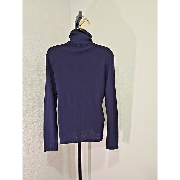 True Vtg 70s Italian Turtleneck Womens M Navy Blue Minimalist Old Money Capsule - Picture 4 of 6